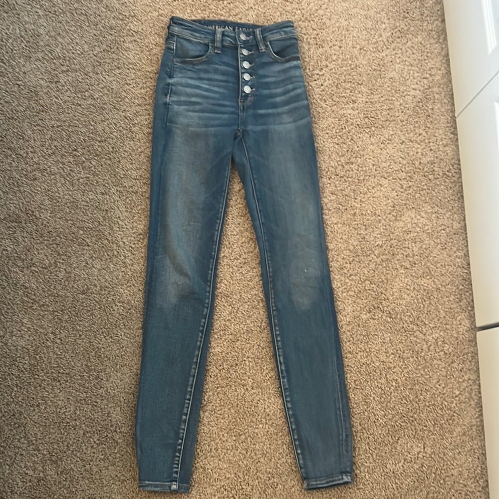 super high rise american eagle skinny jeans